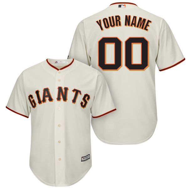 Men San Francisco Giants Majestic Cream Cool Base Custom MLB Jersey